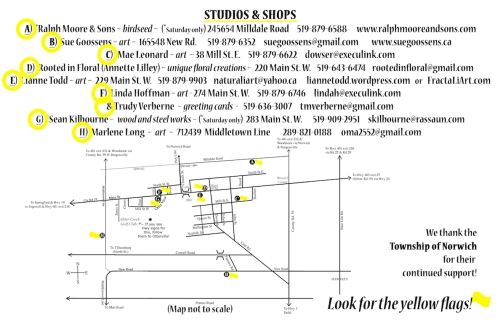 Map of Welcome Back to Otterville Studio Tour 2019